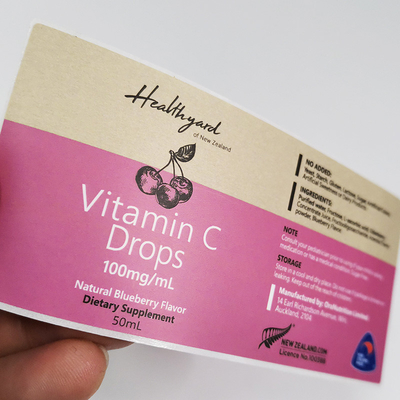 Entfernbare pharmazeutische Vitamin-Flaschen-Aufkleber des Etikettendruck-CMYK
