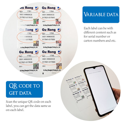 Glatter Bewegungsdaten-Etikettendruck BOPP imprägniert Qr-Code-Aufkleber