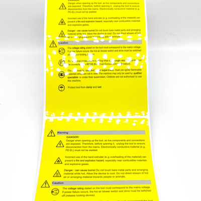Vorsicht-industrielles Aufkleber-Papier Matte Adhesive Anti Static Labels CMYK