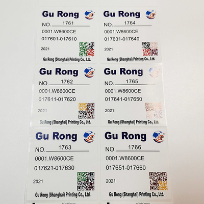 BOPP filmt Bewegungsdaten-Etikettendruck ovalen rechteckigen Qr-Code-Aufkleber